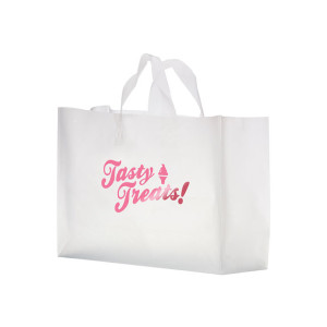 Clear Frosted Loop Shopper Bag - 16x12x6 Clear Frosted Loop Shopper Bag - 16x12x6