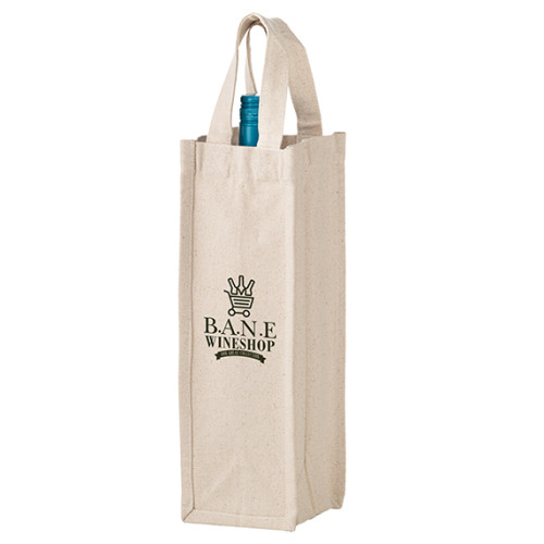 Heavyweight Cotton 1 Bottle Wine Tote Bag