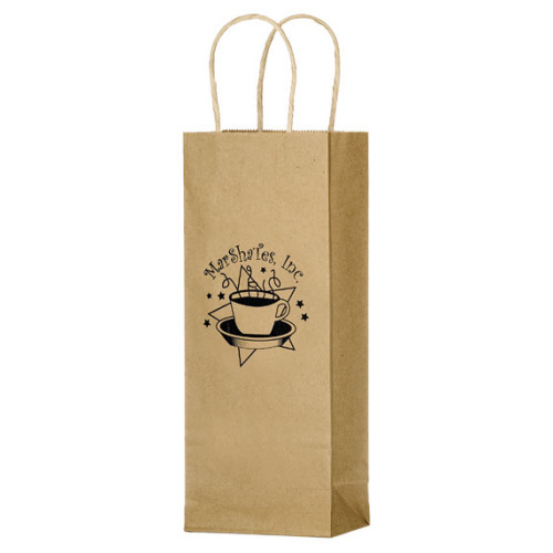 Natural Kraft Paper Wine Tote - 1 Bottle