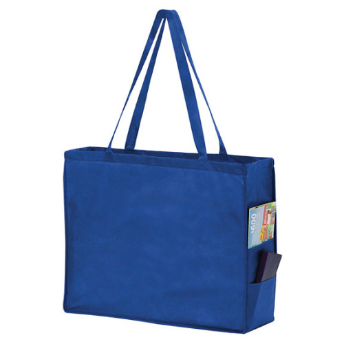 Non-Woven Over-The-Shoulder Tote Bag with Side Pockets - 20x16x6