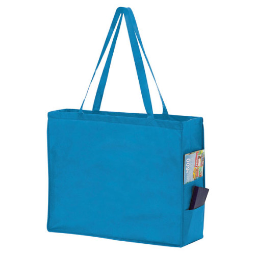 Non-Woven Over-The-Shoulder Tote Bag with Side Pockets - 20x16x6