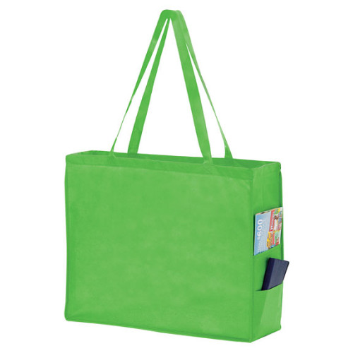 Non-Woven Over-The-Shoulder Tote Bag with Side Pockets - 20x16x6