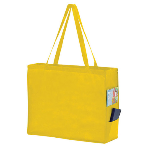 Non-Woven Over-The-Shoulder Tote Bag with Side Pockets - 20x16x6