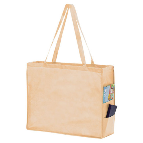 Non-Woven Over-The-Shoulder Tote Bag with Side Pockets - 20x16x6