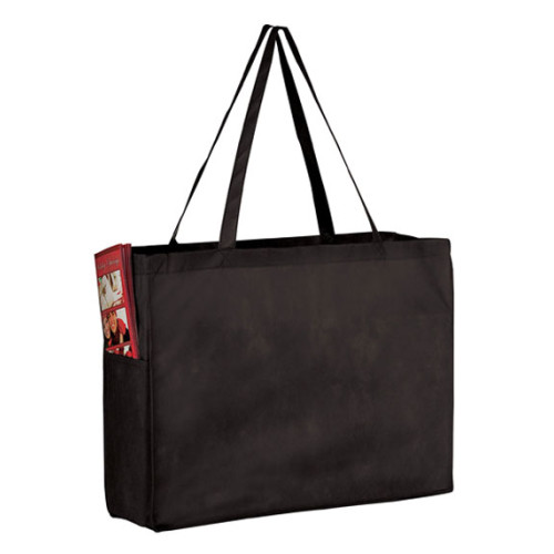 Non-Woven Over-The-Shoulder Tote Bag with Side Pockets - 16x12x6