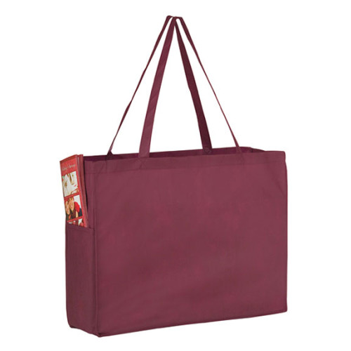 Non-Woven Over-The-Shoulder Tote Bag with Side Pockets - 16x12x6