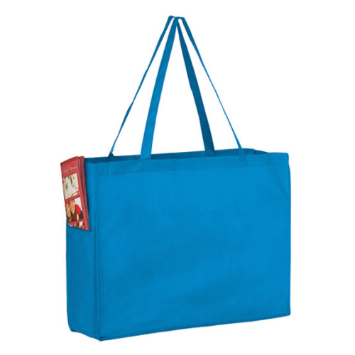 Non-Woven Over-The-Shoulder Tote Bag with Side Pockets - 16x12x6