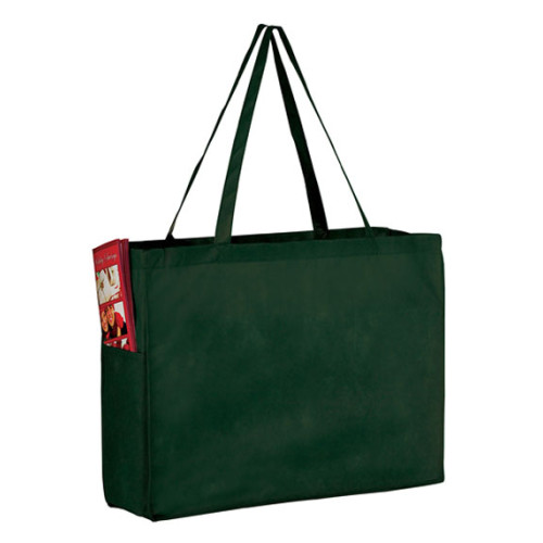 Non-Woven Over-The-Shoulder Tote Bag with Side Pockets - 16x12x6