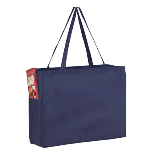 Non-Woven Over-The-Shoulder Tote Bag with Side Pockets - 16x12x6