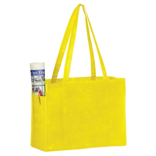 Non-Woven Over-The-Shoulder Tote Bag with Side Pockets - 16x12x6