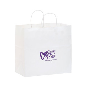 White Kraft Paper Take-Out Twisted Paper Handle Shopper - 13x12.75x7 White Kraft Paper Take-Out Twisted Paper Handle Shopper - 13x12.75x7