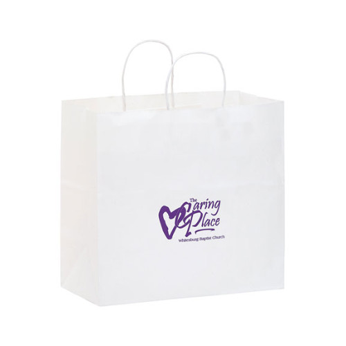 White Kraft Paper Take-Out Twisted Paper Handle Shopper - 13x12.75x7