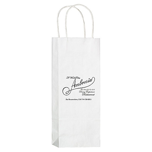 White Kraft Paper Wine Tote - 1 Bottle