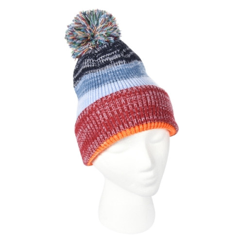 Embroidered Aura Pom Beanie With Cuff