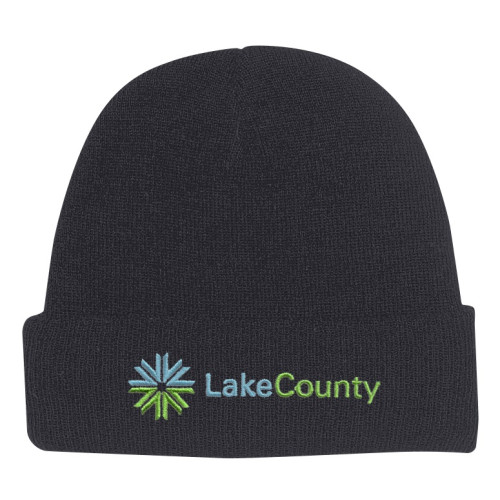 Embroidered Knit Beanie With Cuff