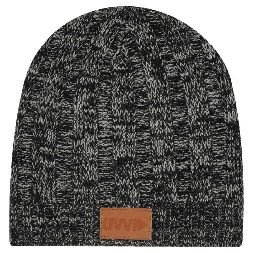 Knit Beanie With Leatherette Patch Knit Beanie With Leatherette Patch