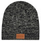Knit Beanie With Leatherette Patch Knit Beanie With Leatherette Patch