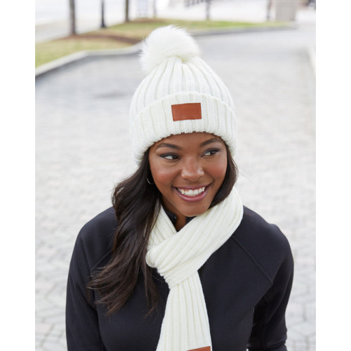 Leeman Knit Beanie With Fur Pom Pom