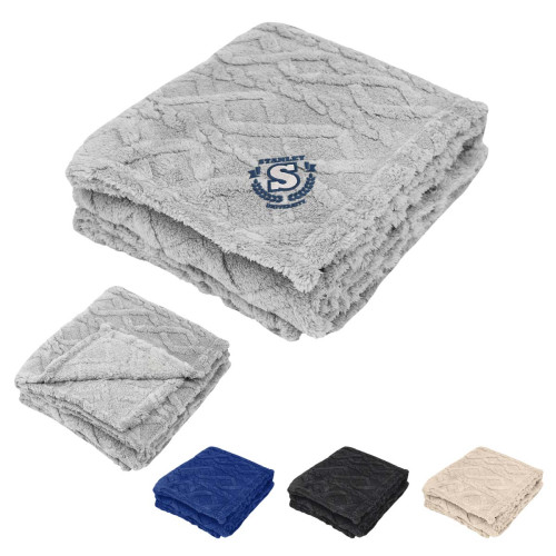 Embroidered Alpine rPET Sherpa Blanket