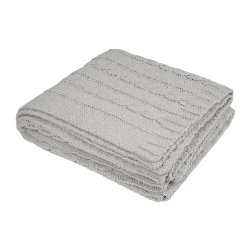 Embroidered Cable Knit rPET Chenille Blanket