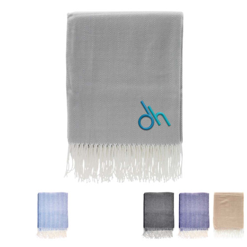 Embroidered Eastport Herringbone Blanket
