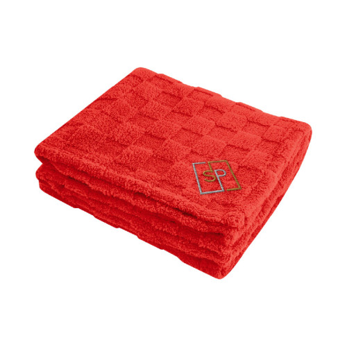 Embroidered rPET Checkered Sherpa Blanket Embroidered rPET Checkered Sherpa Blanket