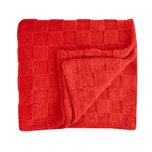 Embroidered rPET Checkered Sherpa Blanket Embroidered rPET Checkered Sherpa Blanket