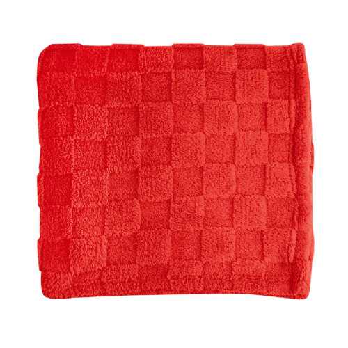 Embroidered rPET Checkered Sherpa Blanket Embroidered rPET Checkered Sherpa Blanket