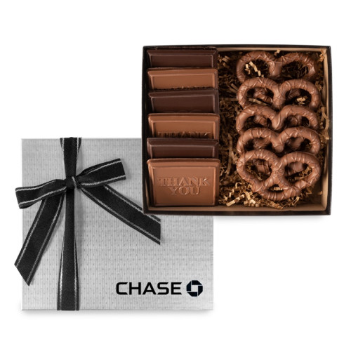 6 Piece Custom Cookie Gift Box with Chocolate Pretzels