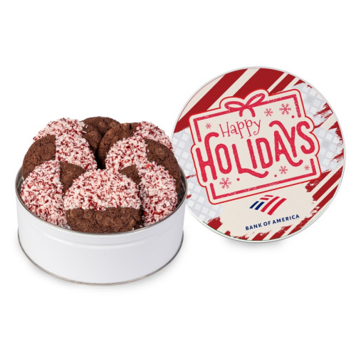 Crushed Peppermint Chocolate French Sable Cookie in Gift Tin Crushed Peppermint Chocolate French Sable Cookie in Gift Tin