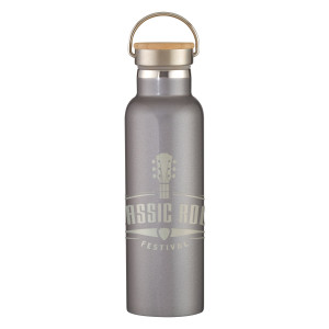 Full Laser 21oz Tipton Stainless Steel Bottle with Bamboo Lid Full Laser 21oz Tipton Stainless Steel Bottle with Bamboo Lid