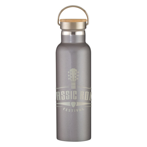 Full Laser 21oz Tipton Stainless Steel Bottle with Bamboo Lid