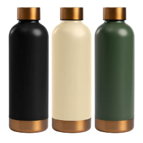Astrid 18oz Stainless Steel Copper Accent Double-Wall Bottle Astrid 18oz Stainless Steel Copper Accent Double-Wall Bottle