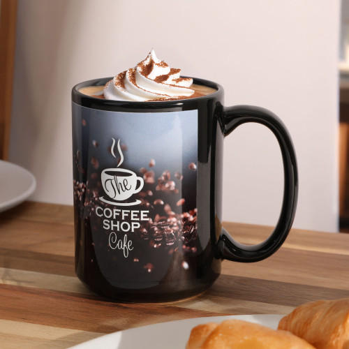 Full Color 15oz Black Ceramic Mug