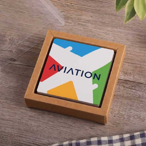 Square Ceramic 4 Piece Coaster Set in Box