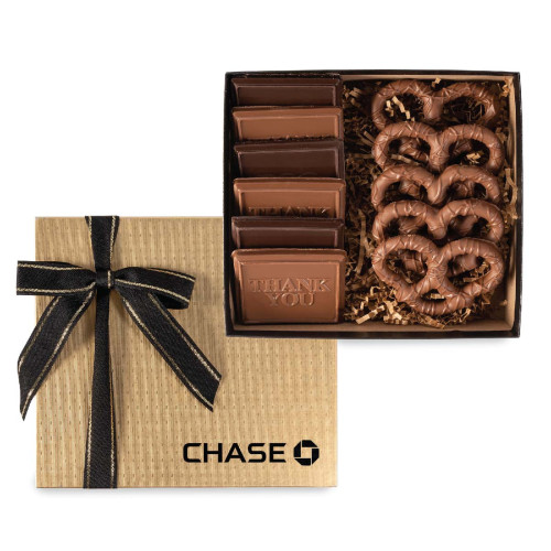 6 Piece Custom Cookie Gift Box with Chocolate Pretzels