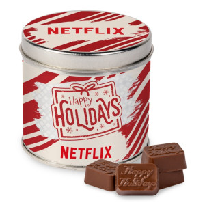 Round Tin with Molded Chocolates Round Tin with Molded Chocolates