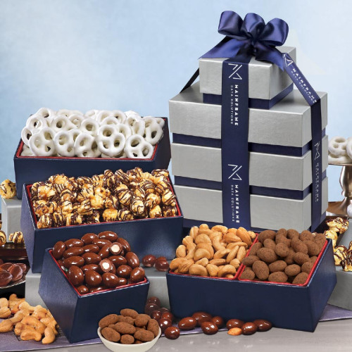 Silver & Navy Tower of Treats