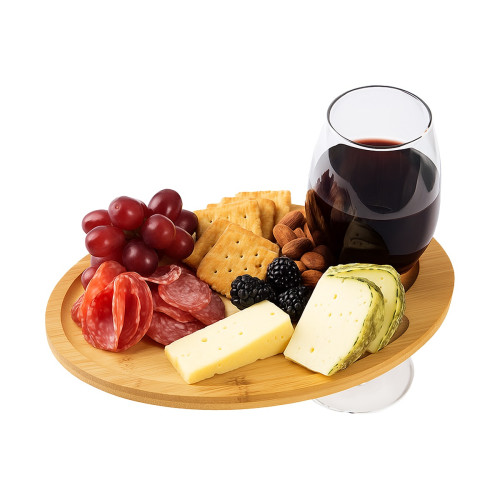 Wine & Dine Recessed Bamboo Tray with Wine Glass Holder Wine & Dine Recessed Bamboo Tray with Wine Glass Holder