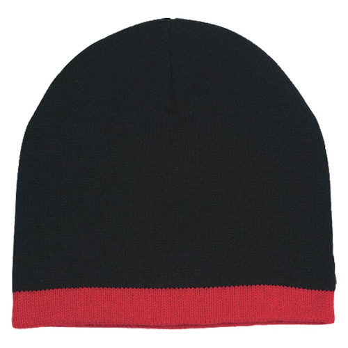 Embroidered Knit Beanie With Stripe Embroidered Knit Beanie With Stripe