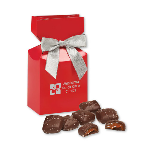 Chocolate Sea Salt Caramels in Gift Box with Bow