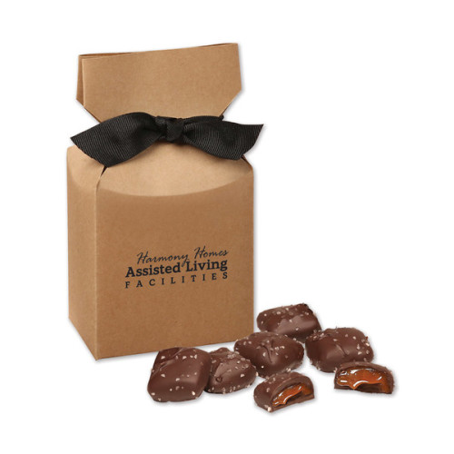 Chocolate Sea Salt Caramels in Gift Box with Bow