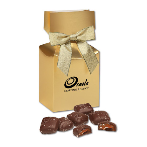 Chocolate Sea Salt Caramels in Gift Box with Bow