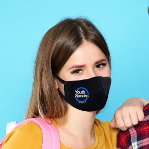 3D Shape Youth Logo Reusable Face Masks - Black