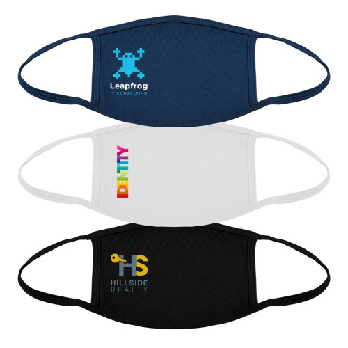 Custom Logo 100% Cotton Value Reusable Masks - Full Color Imprint 