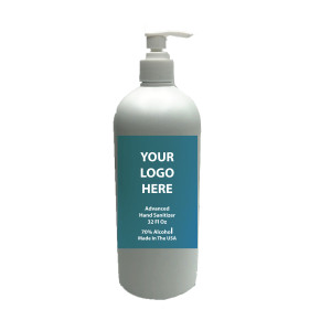 Custom Logo Sanitizer 32 Oz Bottles - Pump Cap 