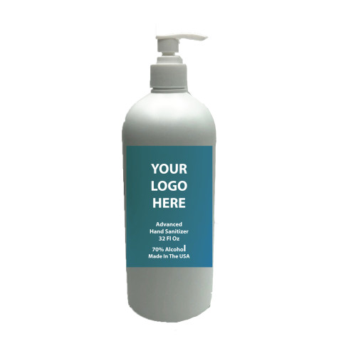 Custom Logo Sanitizer 32 Oz Bottles - Pump Cap 