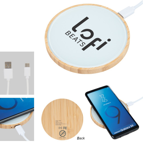 10W Glass & Bamboo Wireless Charger 10W Glass & Bamboo Wireless Charger