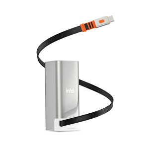 Dynamis Metallic 20,000 mAh High Capacity Power Bank with Retractable Cable