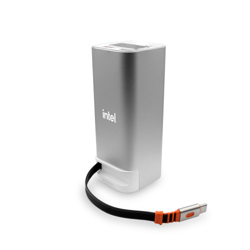 Dynamis Metallic 20,000 mAh High Capacity Power Bank with Retractable Cable